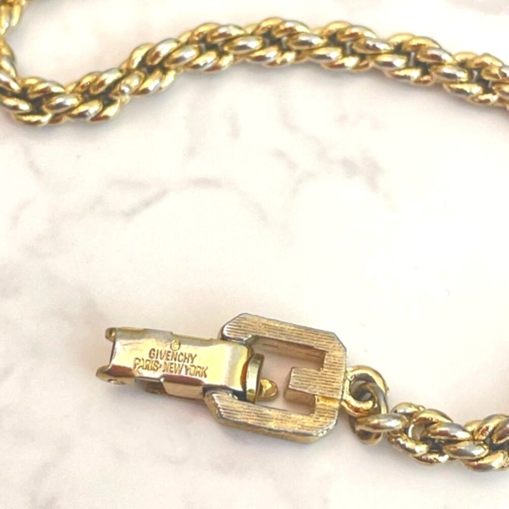 Vintage Givenchy Gold-Tone Rope Chain Bracelet Logo Clasp - Picture 3 of 4
